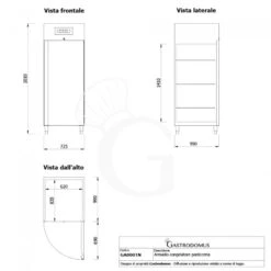 Armadio Pasticceria Ventilato -2°C/+8°C 733 LT Classe Energetica E, Per Teglie 60x40/60x80 25 Armadio Pasticceria Ventilato -2°C/+8°C 733 LT Classe Energetica E, Per Teglie 60x40/60x80 -Vendite GATRODOMUS armadio pasticceria ventilato 2c8c 733 lt classe energetica e per teglie teglie 60x4060x80 10