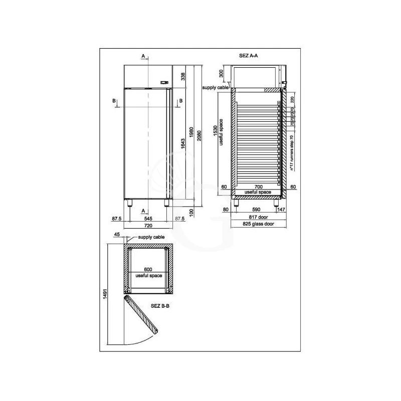 Armadio Refrigerato Ventilato Porta Vetro 0°C/+10°C 700 LT 7 Armadio Refrigerato Ventilato Porta Vetro 0°C/+10°C 700 LT - immagine 5