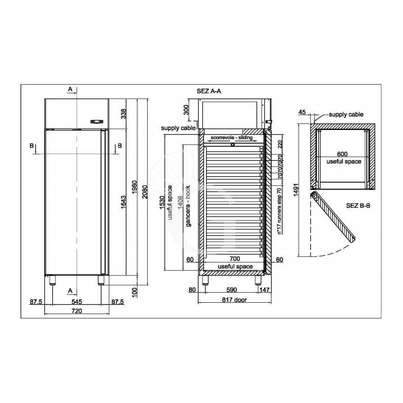 Armadio Refrigerato Ventilato Per Carne 2 Porte -2°C/+10°C 700 LT Classe Energetica C 12 Armadio Refrigerato Ventilato Per Carne 2 Porte -2°C/+10°C 700 LT Classe Energetica C - immagine 10