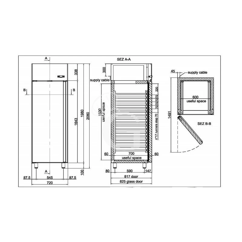 Armadio Refrigerato Ventilato Porta Vetro -2°C/+10°C 700 LT 4 Armadio Refrigerato Ventilato Porta Vetro -2°C/+10°C 700 LT - immagine 2