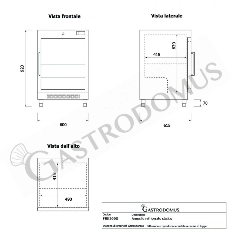 Armadio Refrigerato Statico Porta Vetro -2°C/+8°C 103 LT Classe Energetica D 11 Armadio Refrigerato Statico Porta Vetro -2°C/+8°C 103 LT Classe Energetica D - immagine 9