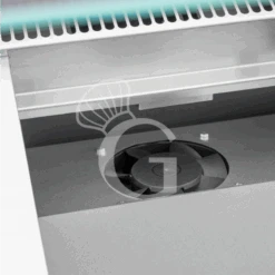 Banco Espositivo Gastronomia Ventilato, Vetro Curvo, Ripiano Intermedio, 0°/+5°C, Lunghezza 1955 Mm Full Optional