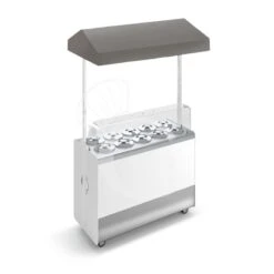 Banco Gelato Ventilato Su Ruote Joy 10 Pozzetti Con Riserva E Cappottina Telescopica Grigio, L 1316 X P 856 X H 2170 Mm