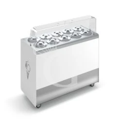 Banco Gelato Ventilato Su Ruote Joy 10 Pozzetti Con Riserva, L 1316 X P 604 X H 1005 Mm
