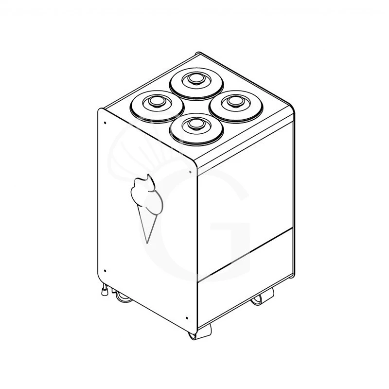 Banco Gelato Ventilato Su Ruote Joy 4 Pozzetti Con Riserva, L 596 X P 604 X H 1005 Mm 4 Banco Gelato Ventilato Su Ruote Joy 4 Pozzetti Con Riserva, L 596 X P 604 X H 1005 Mm - immagine 2