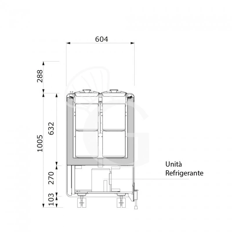Banco Gelato Ventilato Su Ruote Joy 4 Pozzetti Con Riserva, L 596 X P 604 X H 1005 Mm 6 Banco Gelato Ventilato Su Ruote Joy 4 Pozzetti Con Riserva, L 596 X P 604 X H 1005 Mm - immagine 4