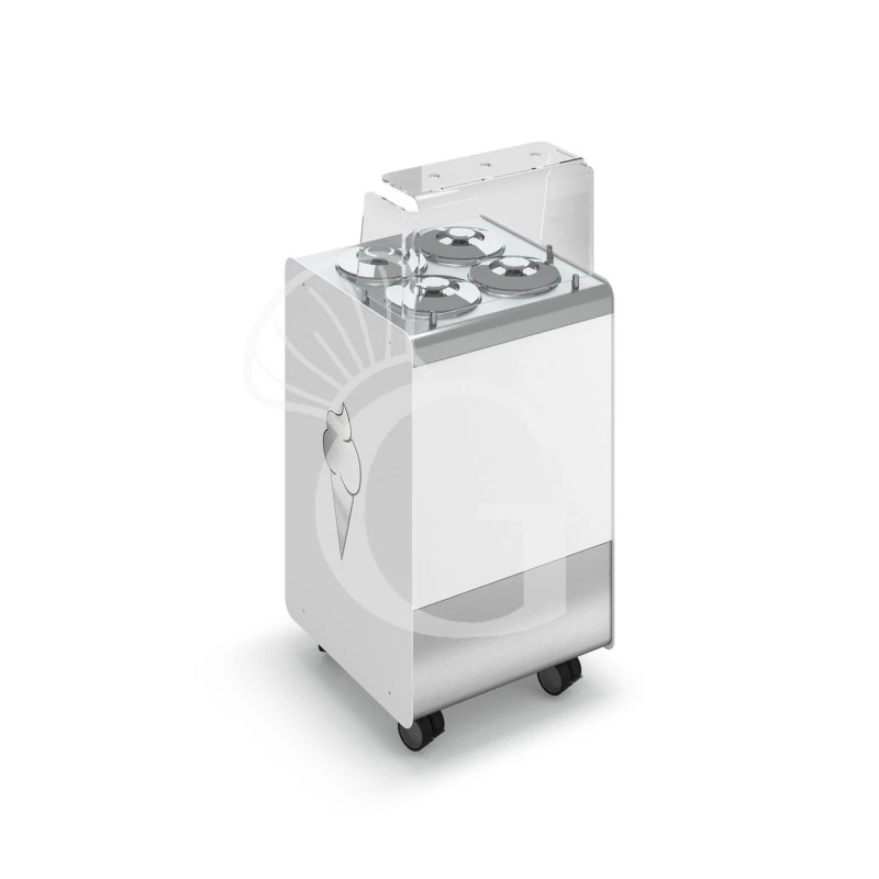 Banco Gelato Ventilato Su Ruote Joy 4 Pozzetti Con Riserva, L 596 X P 604 X H 1005 Mm 3 Banco Gelato Ventilato Su Ruote Joy 4 Pozzetti Con Riserva, L 596 X P 604 X H 1005 Mm