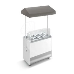 Banco Gelato Ventilato Su Ruote Joy 8 Pozzetti Con Riserva E Cappottina Telescopica Grigio, L 1076 X P 856 X H 2170 Mm