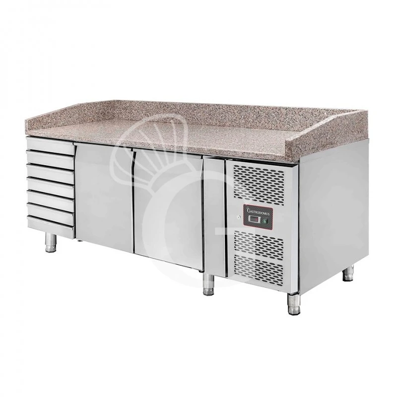 Banco Pizza In Granito 600x400 2 Porte 7 Cassetti 390 LT 5 Banco Pizza In Granito 600x400 2 Porte 7 Cassetti 390 LT - immagine 3