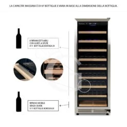 Cantina Vino Ventilata Porta Inox 288 LT 9 Ripiani 97 Bottiglie +5°C/+22°C 21 Cantina Vino Ventilata Porta Inox 288 LT 9 Ripiani 97 Bottiglie +5°C/+22°C -Vendite GATRODOMUS cantina vino da incasso ventilata porta inox 288 lt 9 ripiani 97 bottiglie 5c22c 9