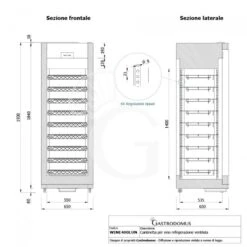 Cantina Vino Professionale 4 Lati Vetro Ventilata, 9 Ripiani, 81 Bottiglie, Temp +5°C/+18°C -Vendite GATRODOMUS cantina vino professionale 4 lati vetro ventilata 9 ripiani 81 bottiglie temp 5c18c 10