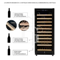 Cantina Vino Ventilata 280 LT 11 Ripiani 121 Bottiglie +5°C/+22°C -Vendite GATRODOMUS cantina vino ventilata 280 lt 11 ripiani 121 bottiglie 5c22c 10