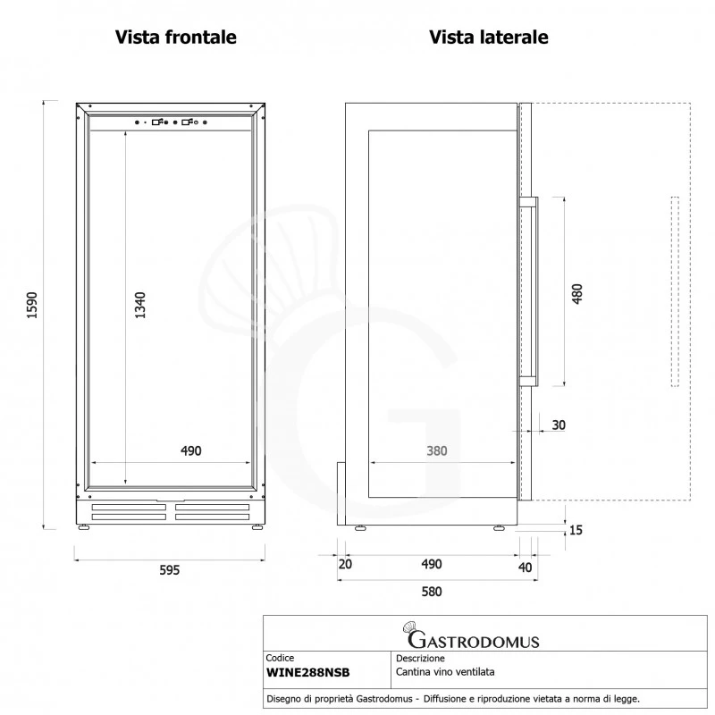 Cantina Vino Ventilata 288 LT 9 Ripiani 67 Bottiglie +5°C/+22°C 12 Cantina Vino Ventilata 288 LT 9 Ripiani 67 Bottiglie +5°C/+22°C - immagine 10
