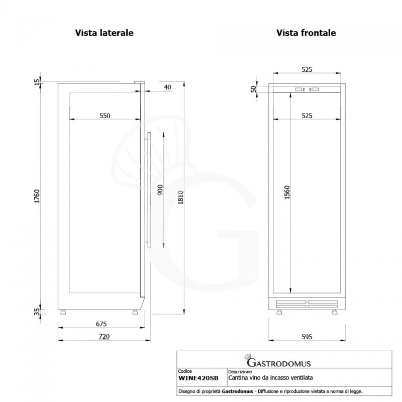 Cantina Vino Ventilata 420 LT 15 Ripiani 155 Bottiglie +5°C/+22°C 10 Cantina Vino Ventilata 420 LT 15 Ripiani 155 Bottiglie +5°C/+22°C - immagine 8
