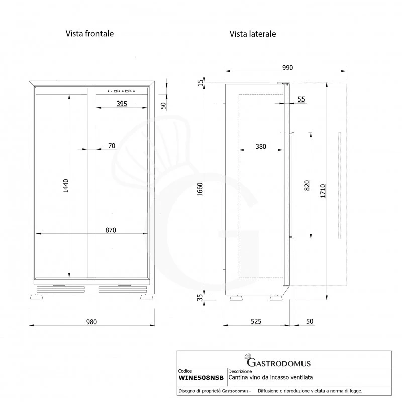 Cantina Vino Ventilata 508 LT 8 Ripiani 106 Bottiglie +5°C/+22°C 12 Cantina Vino Ventilata 508 LT 8 Ripiani 106 Bottiglie +5°C/+22°C - immagine 10