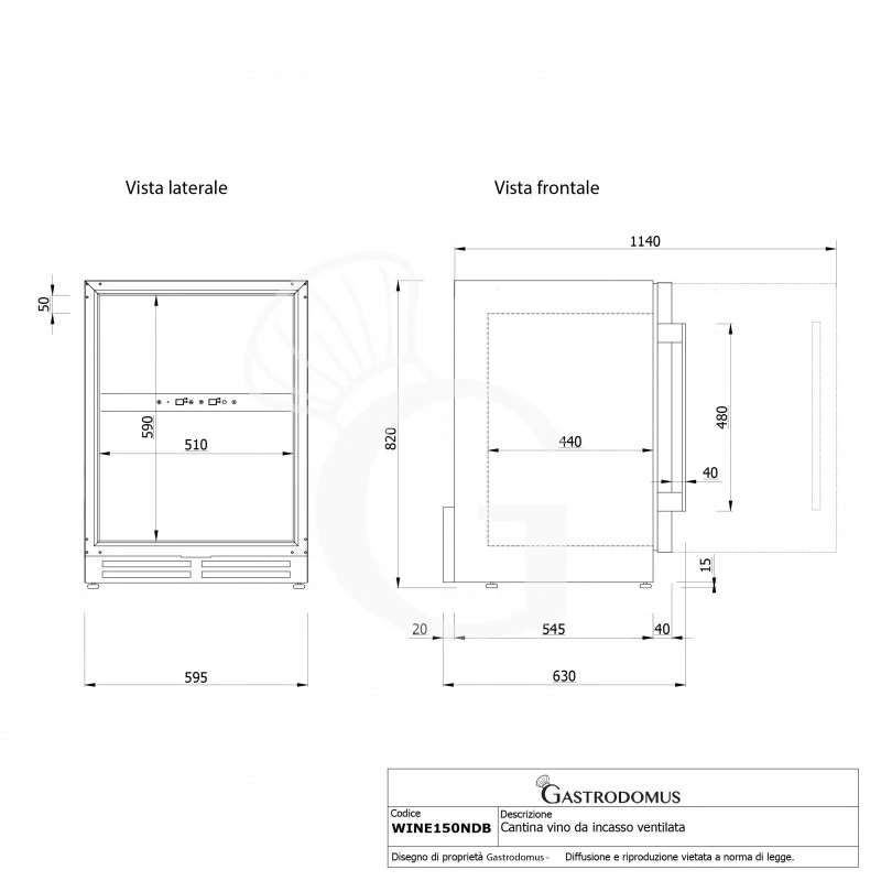 Cantina Vino Ventilata Doppia Temperatura 150 LT 4 Ripiani 34 Bottiglie +5°C/+12°C - +12°C/+22°C 13 Cantina Vino Ventilata Doppia Temperatura 150 LT 4 Ripiani 34 Bottiglie +5°C/+12°C - +12°C/+22°C - immagine 11