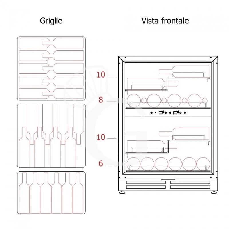 Cantina Vino Ventilata Doppia Temperatura 150 LT 4 Ripiani 34 Bottiglie +5°C/+12°C - +12°C/+22°C 14 Cantina Vino Ventilata Doppia Temperatura 150 LT 4 Ripiani 34 Bottiglie +5°C/+12°C - +12°C/+22°C - immagine 12