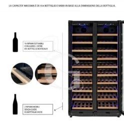 Cantina Vino Ventilata Doppia Temperatura 480 LT 18 Ripiani 154 Bottiglie +5°C/+22°C -Vendite GATRODOMUS cantina vino ventilata doppia temperatura 480 lt 18 ripiani 154 bottiglie 5c22c 10