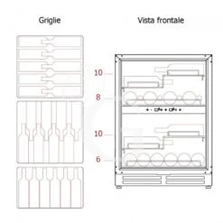 Cantina Vino Ventilata Doppia Temperatura Porta Inox 150 LT 4 Ripiani 34 Bottiglie +5°C/+12°C - +12°C/+22°C -Vendite GATRODOMUS cantina vino ventilata doppia temperatura porta inox 150 lt 4 ripiani 34 bottiglie 5c12c 12c22c 5