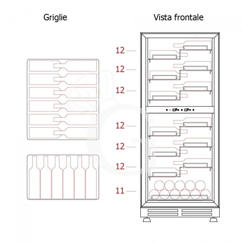 Cantina Vino Ventilata Doppia Temperatura Porta Inox 280 LT 7 Ripiani 83 Bottiglie +5°C/+22°C 13 Cantina Vino Ventilata Doppia Temperatura Porta Inox 280 LT 7 Ripiani 83 Bottiglie +5°C/+22°C - immagine 11