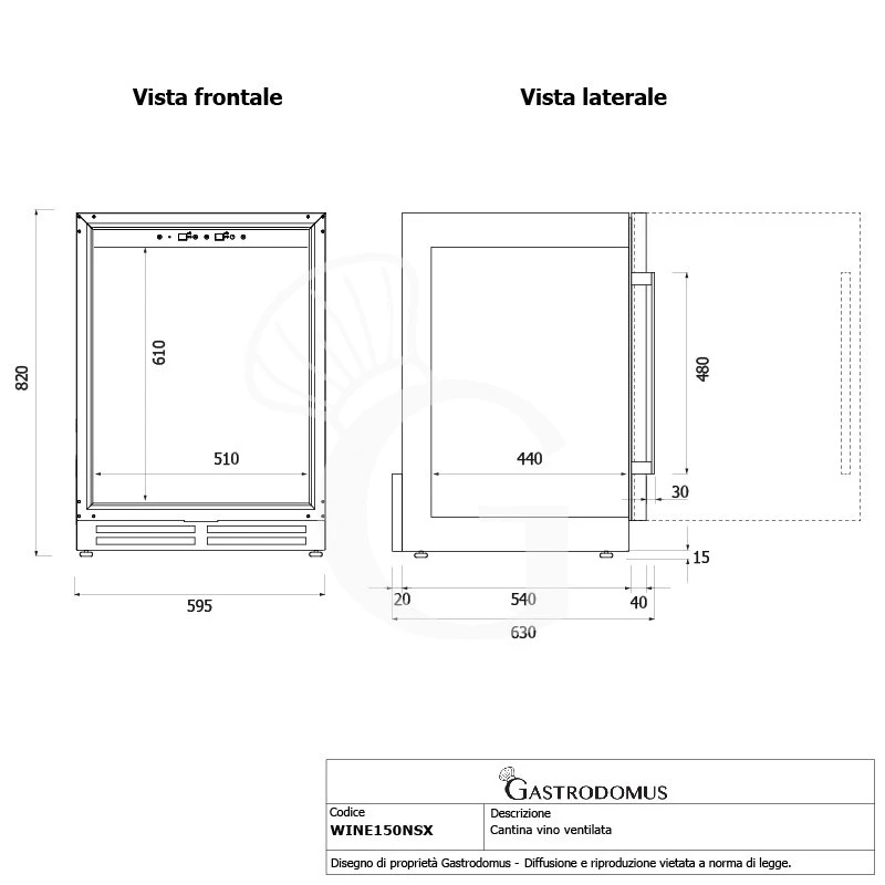 Cantina Vino Ventilata Porta Inox 150 LT 4 Ripiani 36 Bottiglie +5°C/+22°C 12 Cantina Vino Ventilata Porta Inox 150 LT 4 Ripiani 36 Bottiglie +5°C/+22°C - immagine 10