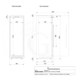 Cantina Vino Ventilata Porta Inox 420 LT 10 Ripiani 119 Bottiglie +5°C/+22°C -Vendite GATRODOMUS cantina vino ventilata porta inox 420 lt 10 ripiani 119 bottiglie 5c22c 6
