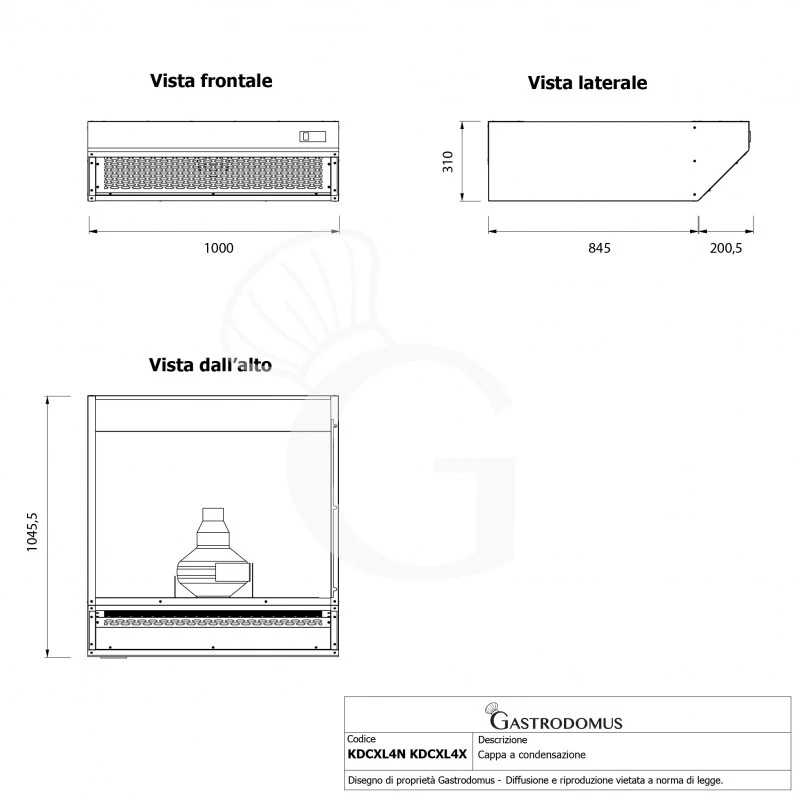 Cappa A Condensazione Inox Dimensioni L1000 Mm X P 1045,5 Mm X H 310 Mm 6 Cappa A Condensazione Inox Dimensioni L1000 Mm X P 1045,5 Mm X H 310 Mm - immagine 4