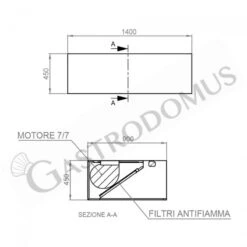 Cappa Kubica A Parete Con Motore Full Optional L1400xP900xH450mm -Vendite GATRODOMUS cappa kubica a parete full optional con motore l1400xp900xh450mm 3