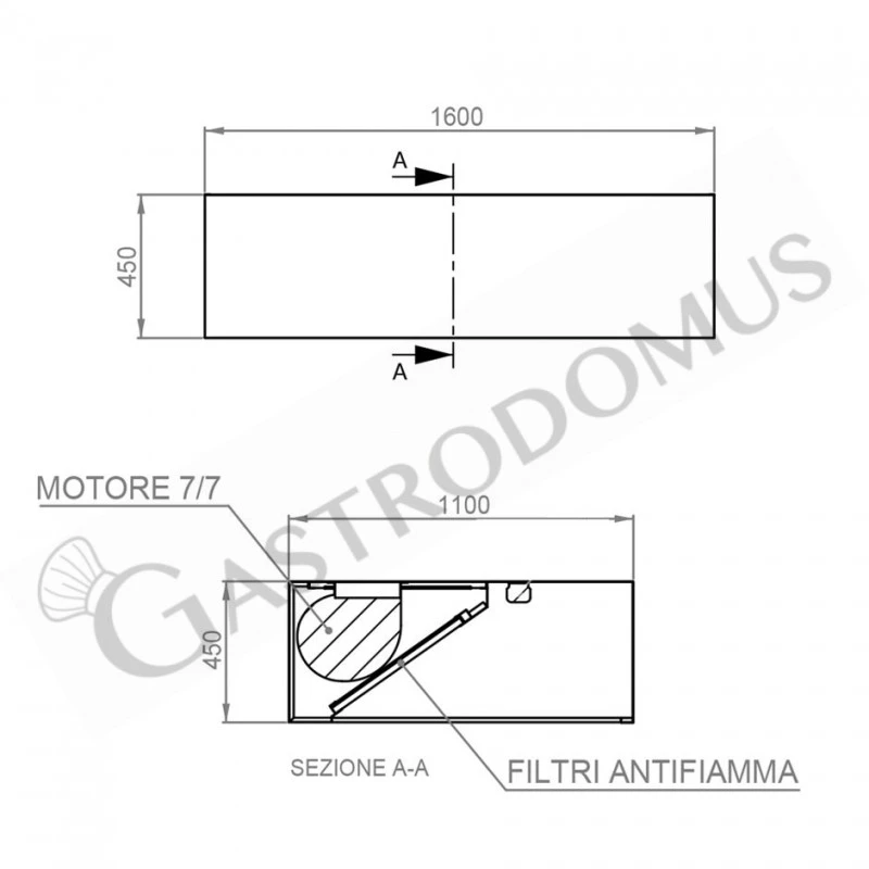 Cappa Kubica A Parete Con Motore Full Optional L1600xP1100xH450mm 6 Cappa Kubica A Parete Con Motore Full Optional L1600xP1100xH450mm - immagine 4
