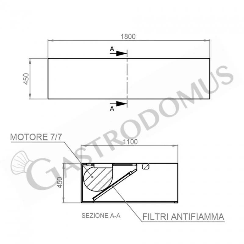 Cappa Kubica A Parete Con Motore Full Optional L1800xP1100xH450mm 6 Cappa Kubica A Parete Con Motore Full Optional L1800xP1100xH450mm - immagine 4