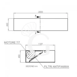 Cappa Kubica A Parete Con Motore Full Optional L2000xP1100xH450mm -Vendite GATRODOMUS cappa kubica a parete full optional con motore l2000xp1100xh450mm 3