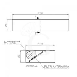 Cappa Kubica A Parete Con Motore Full Optional L2200xP1100xH450mm -Vendite GATRODOMUS cappa kubica a parete full optional con motore l2200xp1100xh450mm 3