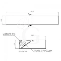 Cappa Kubica A Parete Con Motore Full Optional L2800xP1400xH450mm -Vendite GATRODOMUS cappa kubica a parete full optional con motore l2800xp1400xh450mm 3