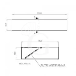 Cappa Kubica A Parete Senza Motore L2200xP1400xH450mm -Vendite GATRODOMUS cappa kubica a parete senza motore l2200xp1400xh450mm 3