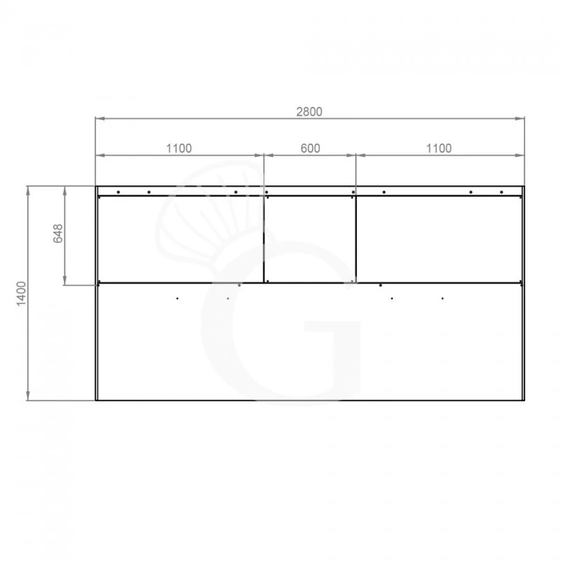 Cappa Kubica A Parete Senza Motore L2800xP1400xH450mm 5 Cappa Kubica A Parete Senza Motore L2800xP1400xH450mm - immagine 3