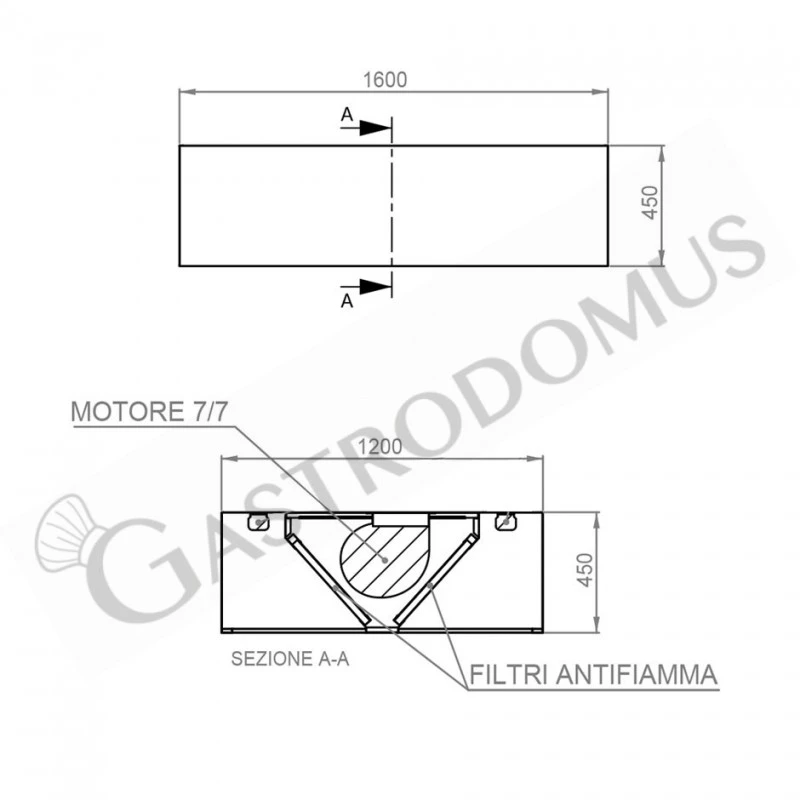 Cappa Kubica Centrale Con Motore Full Optional L1600xP1200xH450mm 6 Cappa Kubica Centrale Con Motore Full Optional L1600xP1200xH450mm - immagine 4