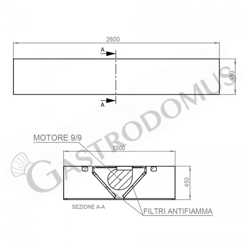 Cappa Kubica Centrale Con Motore Full Optional L2600xP1500xH450mm 6 Cappa Kubica Centrale Con Motore Full Optional L2600xP1500xH450mm - immagine 4
