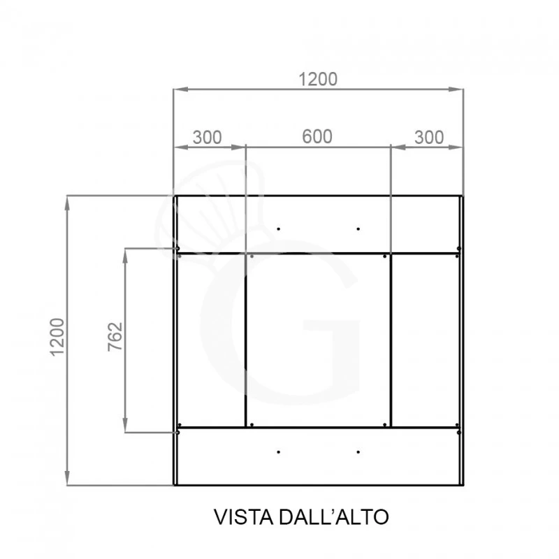 Cappa Kubica Centrale Senza Motore L1200xP1200xH450mm 5 Cappa Kubica Centrale Senza Motore L1200xP1200xH450mm - immagine 3