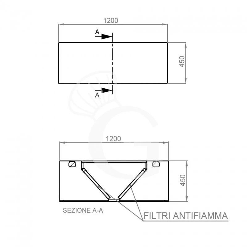 Cappa Kubica Centrale Senza Motore L1200xP1200xH450mm 6 Cappa Kubica Centrale Senza Motore L1200xP1200xH450mm - immagine 4