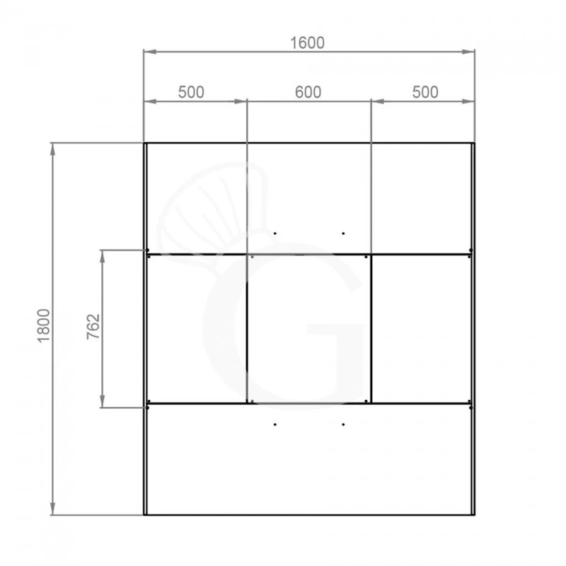 Cappa Kubica Centrale Senza Motore L1600xP1800xH450mm 5 Cappa Kubica Centrale Senza Motore L1600xP1800xH450mm - immagine 3