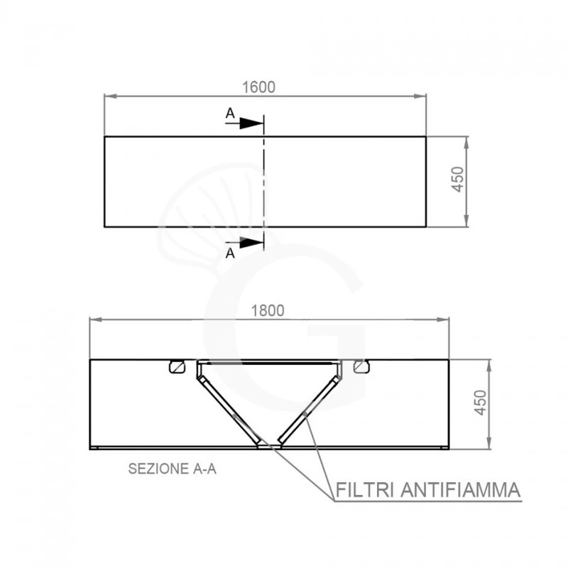 Cappa Kubica Centrale Senza Motore L1600xP1800xH450mm 6 Cappa Kubica Centrale Senza Motore L1600xP1800xH450mm - immagine 4