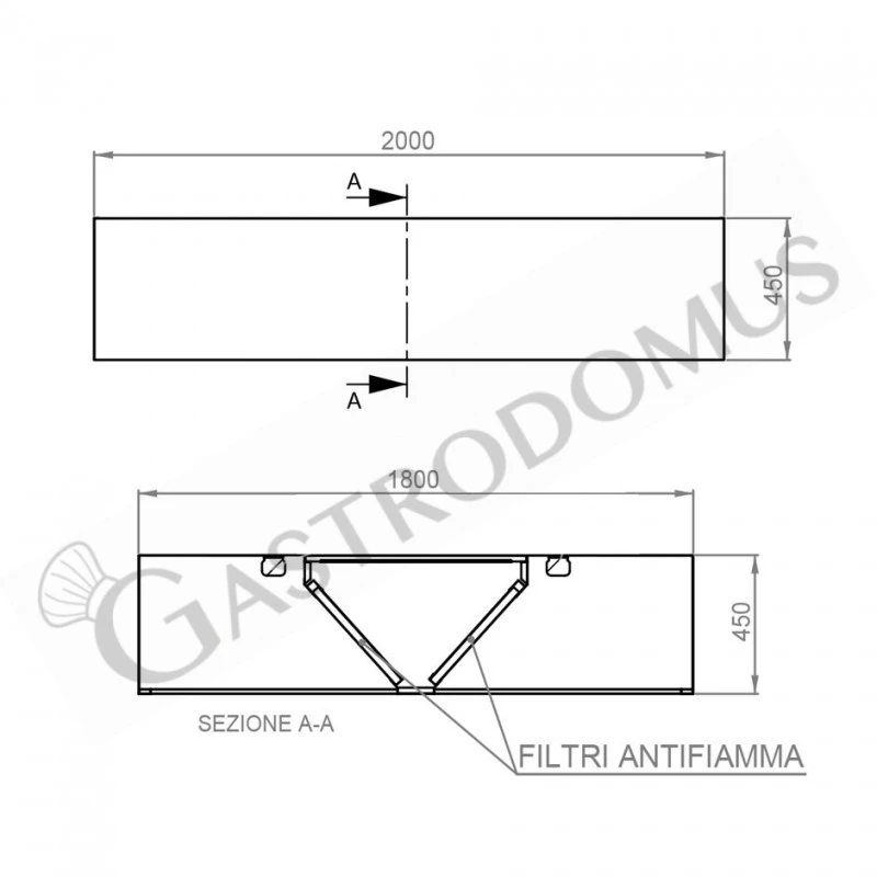 Cappa Kubica Centrale Senza Motore L2000xP1800xH450mm 6 Cappa Kubica Centrale Senza Motore L2000xP1800xH450mm - immagine 4
