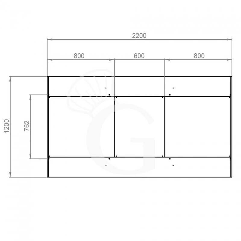Cappa Kubica Centrale Senza Motore L2200xP1200xH450mm 5 Cappa Kubica Centrale Senza Motore L2200xP1200xH450mm - immagine 3