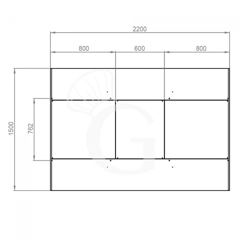 Cappa Kubica Centrale Senza Motore L2200xP1500xH450mm 5 Cappa Kubica Centrale Senza Motore L2200xP1500xH450mm - immagine 3