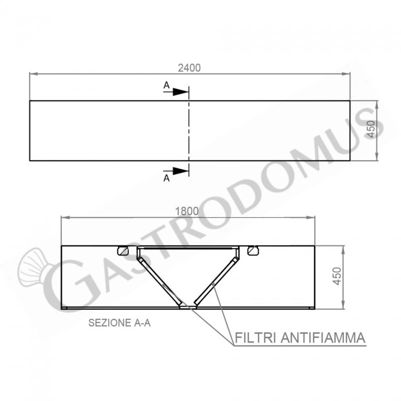 Cappa Kubica Centrale Senza Motore L2400xP1800xH450mm 6 Cappa Kubica Centrale Senza Motore L2400xP1800xH450mm - immagine 4