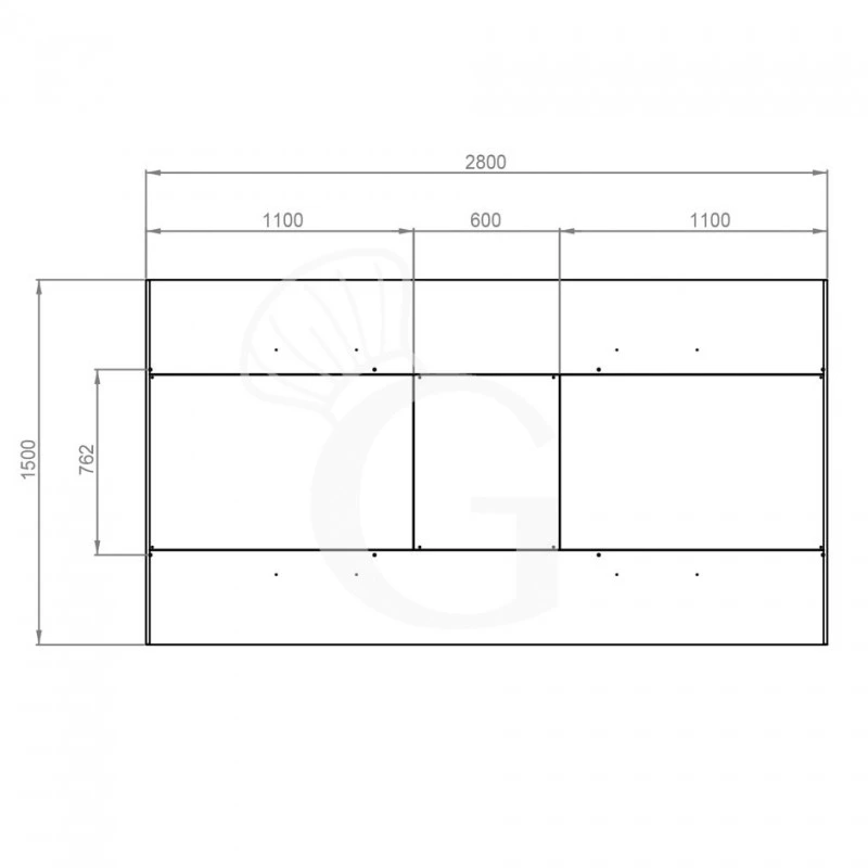 Cappa Kubica Centrale Senza Motore L2800xP1500xH450mm 5 Cappa Kubica Centrale Senza Motore L2800xP1500xH450mm - immagine 3