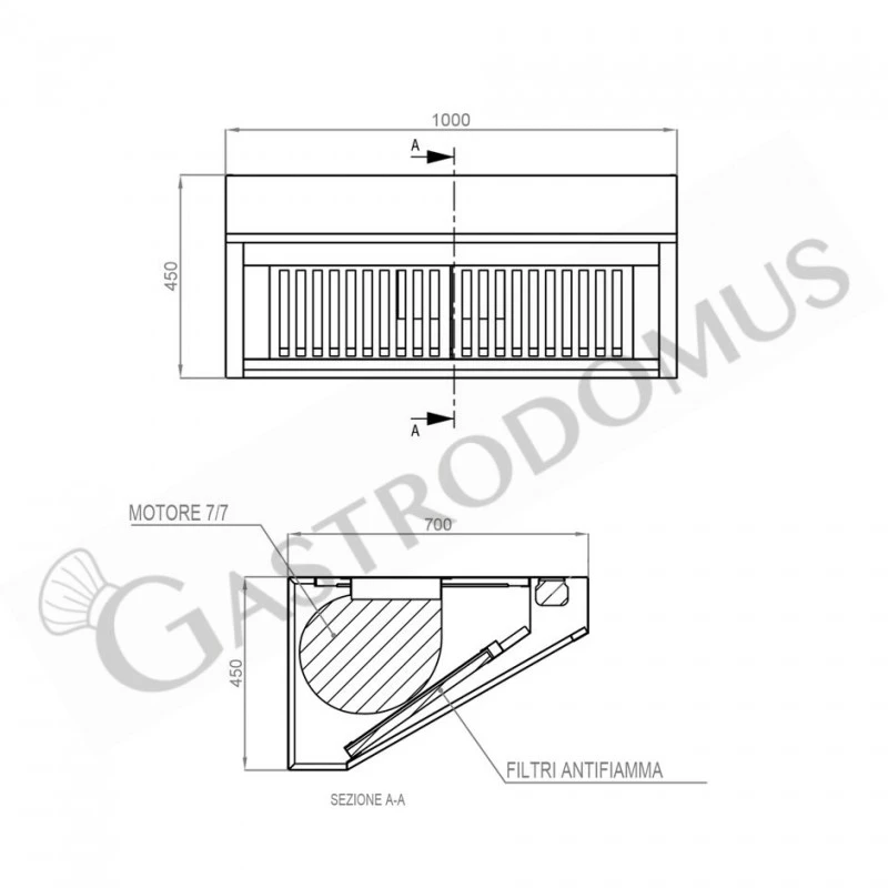 Cappa Snack A Parete Con Motore Full Optional L1000xP700xH450mm 6 Cappa Snack A Parete Con Motore Full Optional L1000xP700xH450mm - immagine 4
