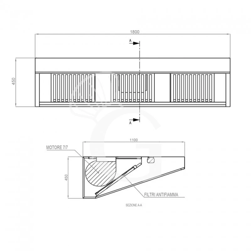 Cappa Snack A Parete Con Motore Full Optional L1800xP1100xH450mm 6 Cappa Snack A Parete Con Motore Full Optional L1800xP1100xH450mm - immagine 4