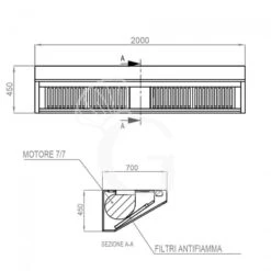 Cappa Snack A Parete Con Motore Full Optional L2000xP700xH450mm -Vendite GATRODOMUS cappa snack a parete con motore full optional l2000xp700xh450mm 3