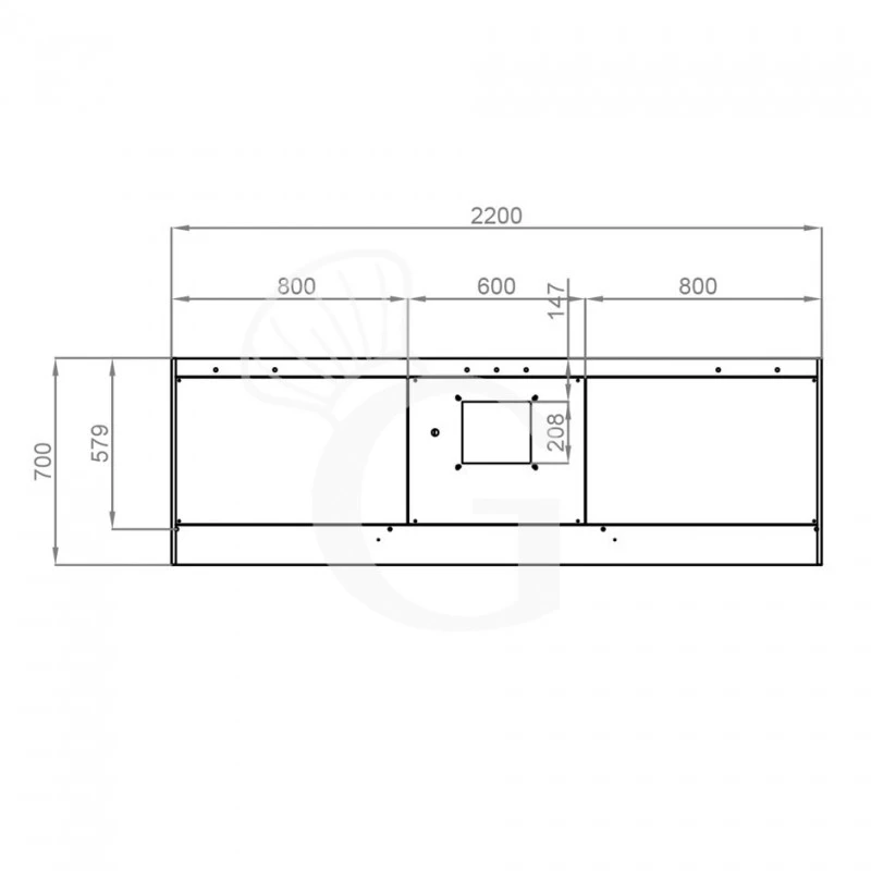 Cappa Snack A Parete Con Motore Full Optional L2200xP700xH450mm 5 Cappa Snack A Parete Con Motore Full Optional L2200xP700xH450mm - immagine 3